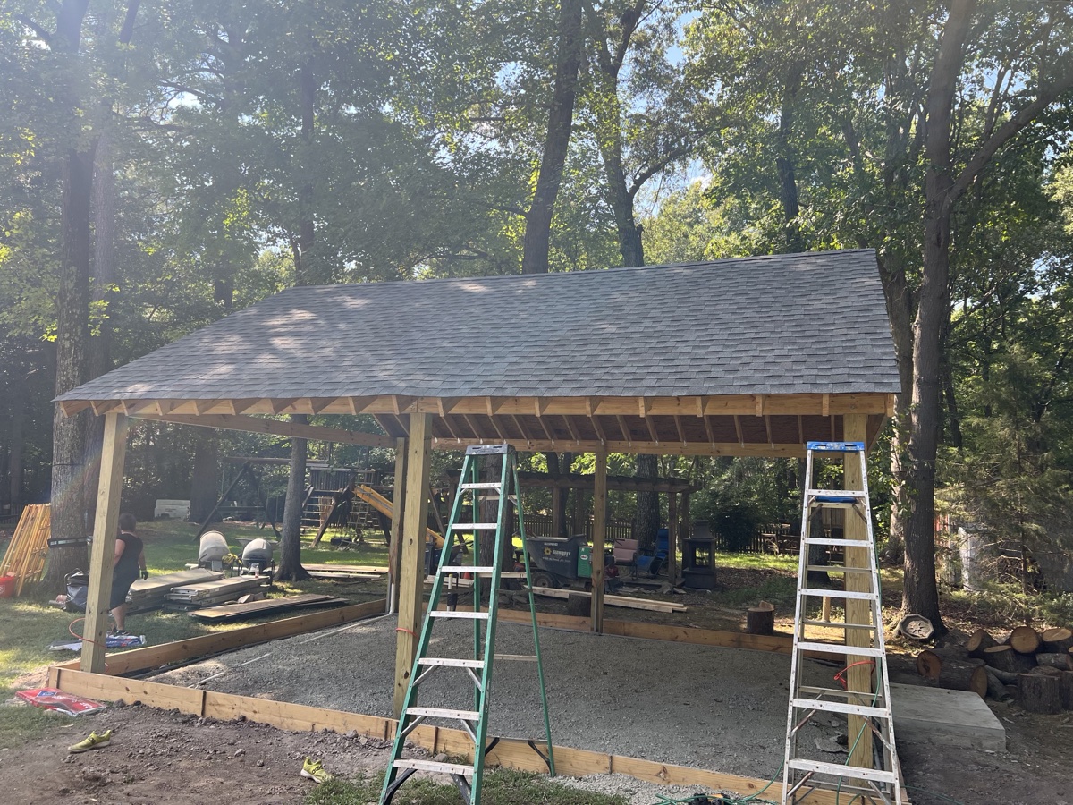 Backyard deck and fencing