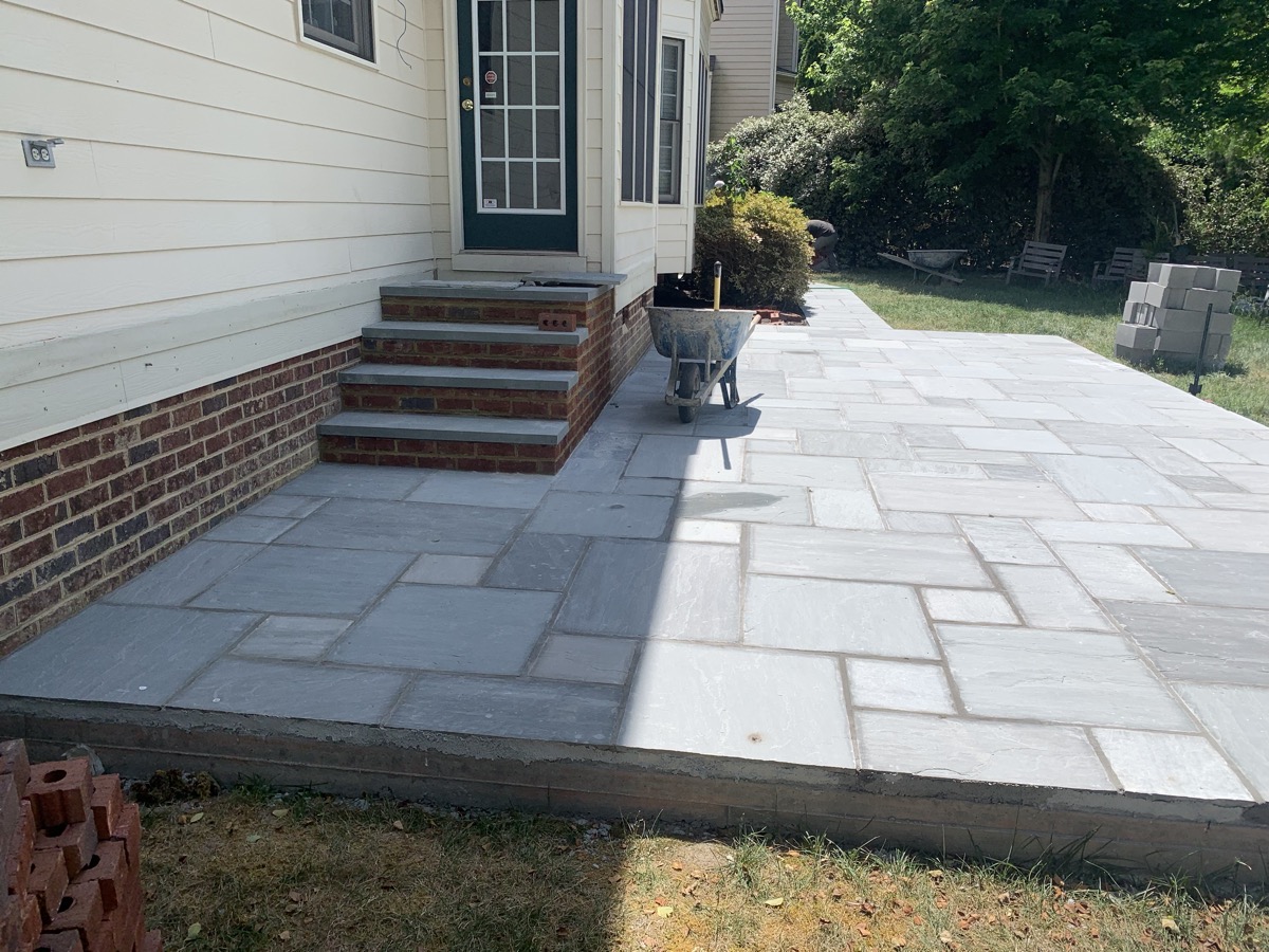 Stone patio and seating area